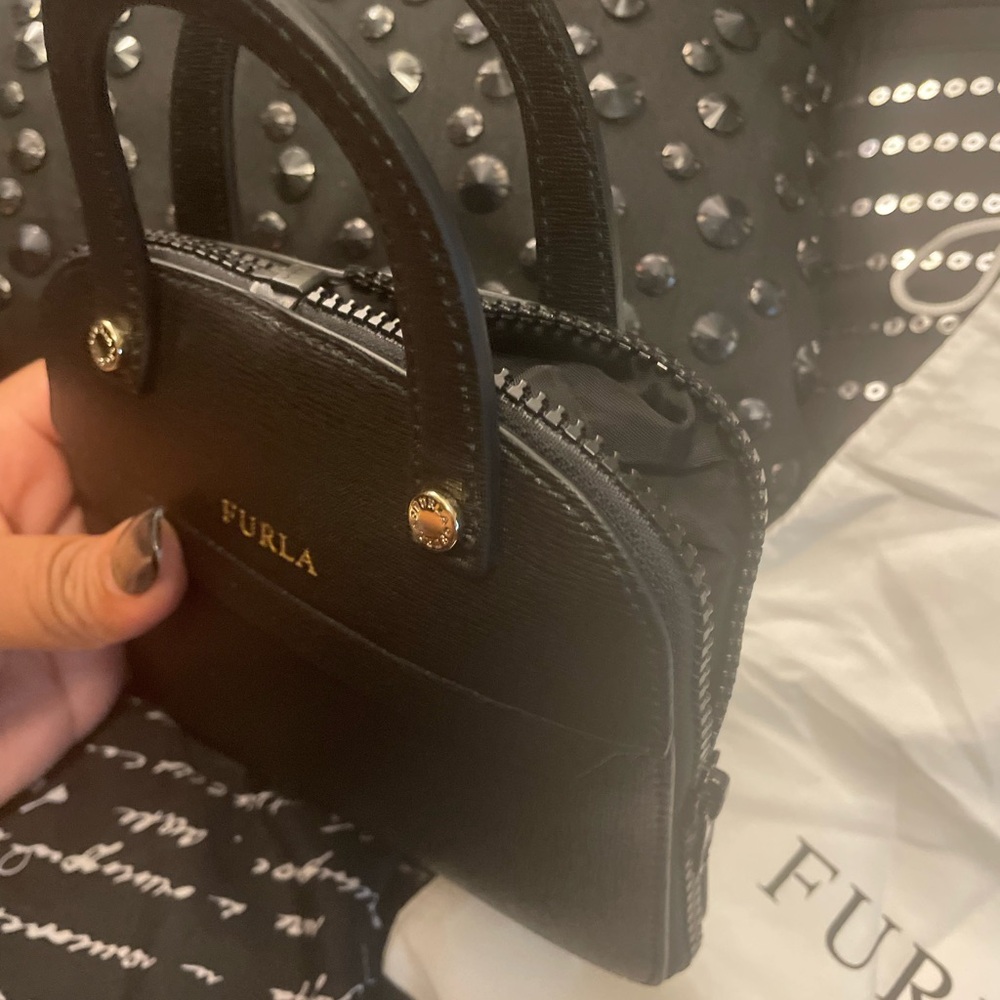 FURLA Black Foladable Shopper Tote - Rare - Picture 11 of 16